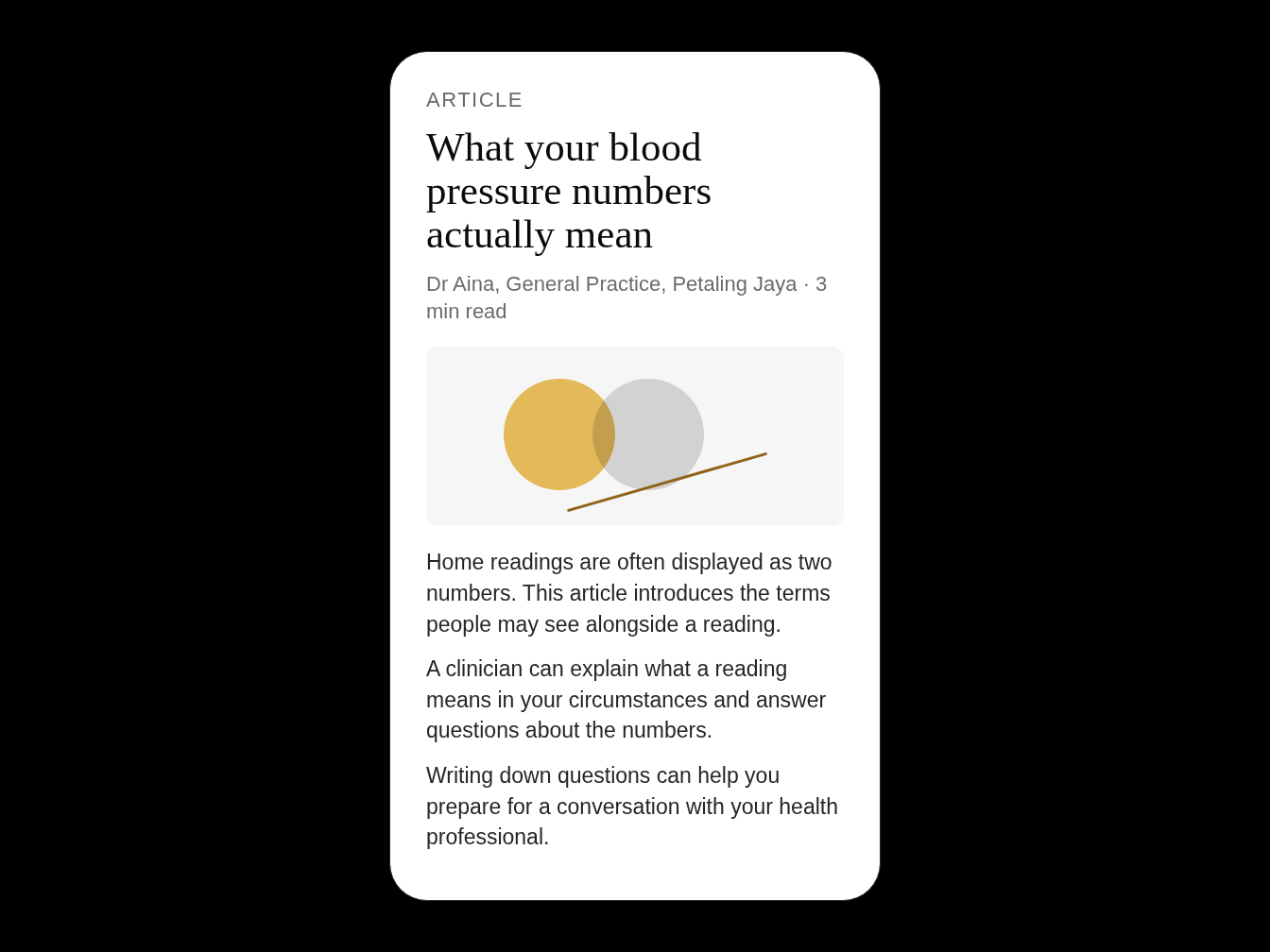 Doctor-authored article on a phone screen